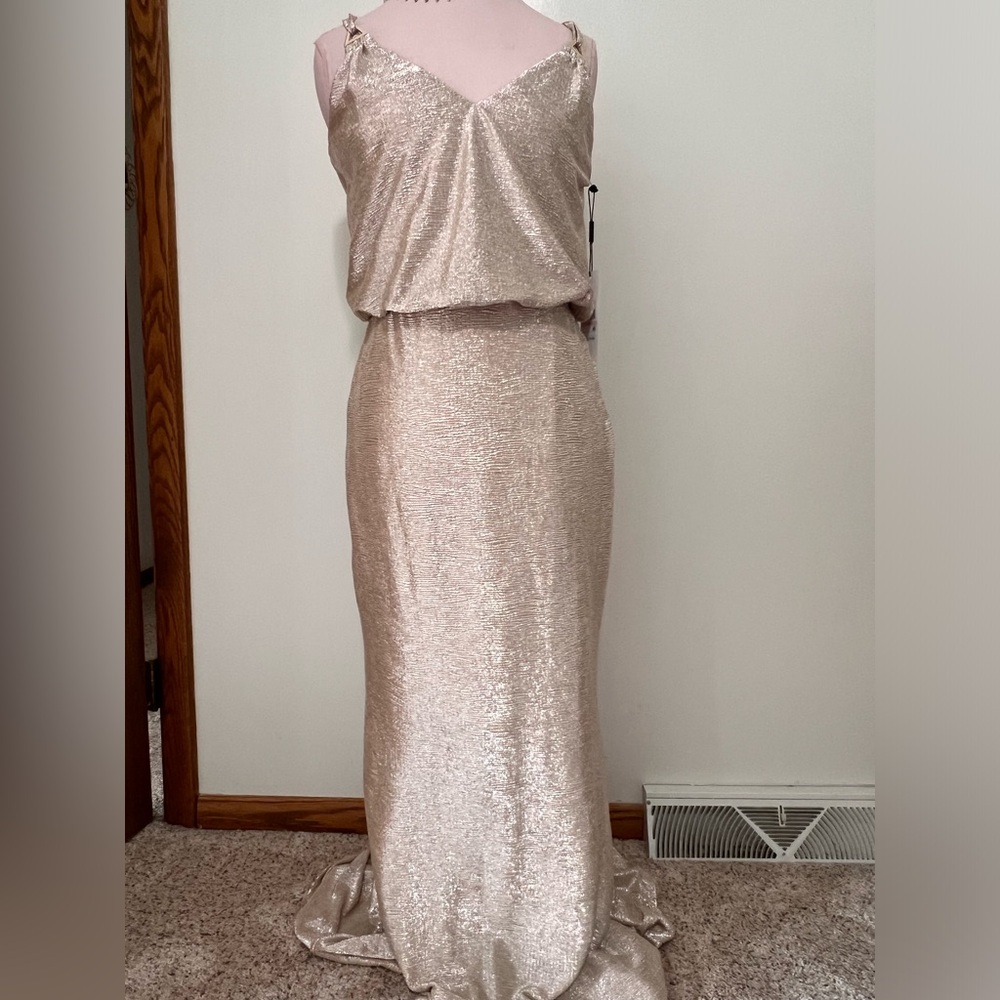 NWT Calvin Klein gold floor length dress in size 10